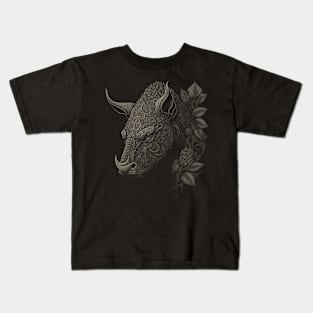 rhinoceros decorated with Javanese ornaments Kids T-Shirt